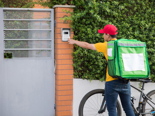 la entrega de alimentos de la bolsa de